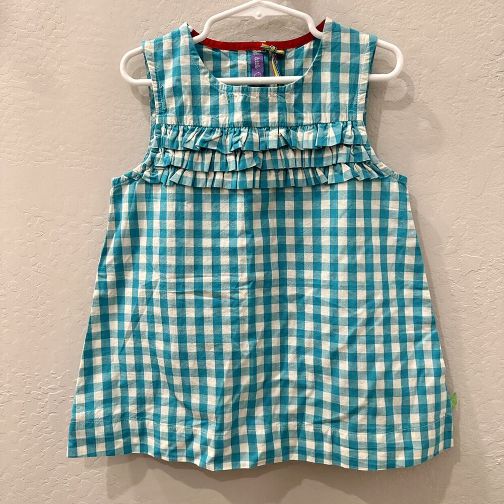 NWT Little Bird by Jools Oliver Blue Gingham Ruffle Tank Top